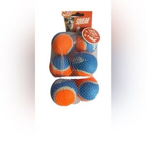 NERF Dog Squeak Tennis Balls 6-Pack Squeaky Orange/Blue